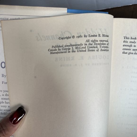 Hidden Channels of the Mind (1961 HC) Louisa E. Rhine - Picture 4 of 5